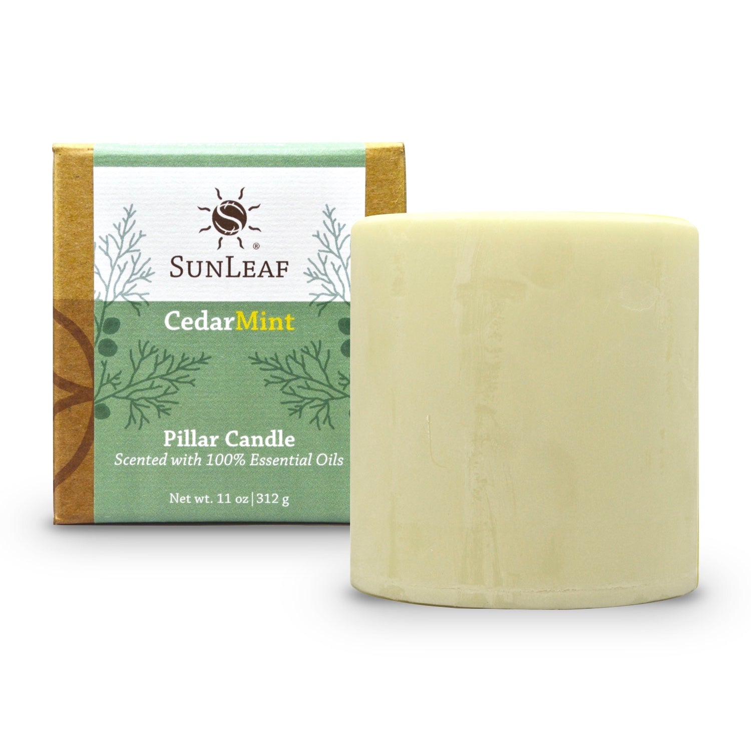 Natural Pillar Candle Cedar Mint