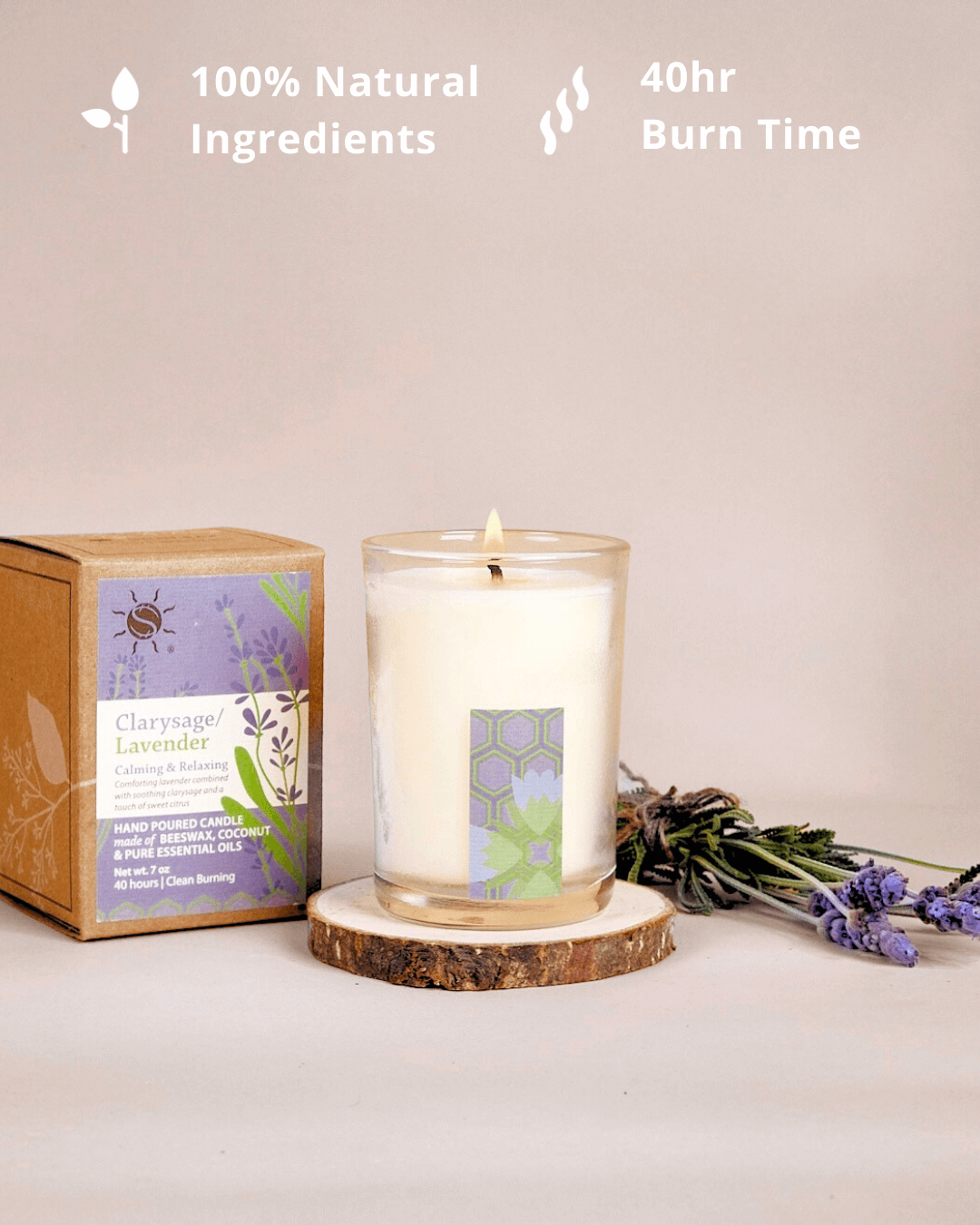 SunLeaf ClarySage Lavender Candle - Thumbnail 2