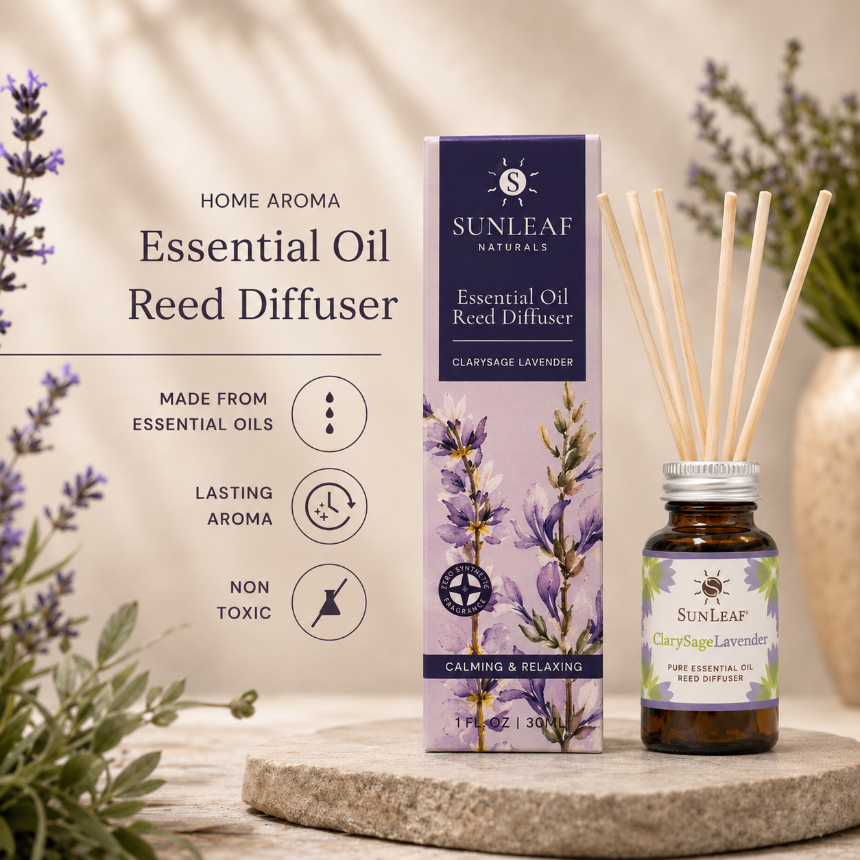 ClarySage Lavender Reed Diffuser 1oz