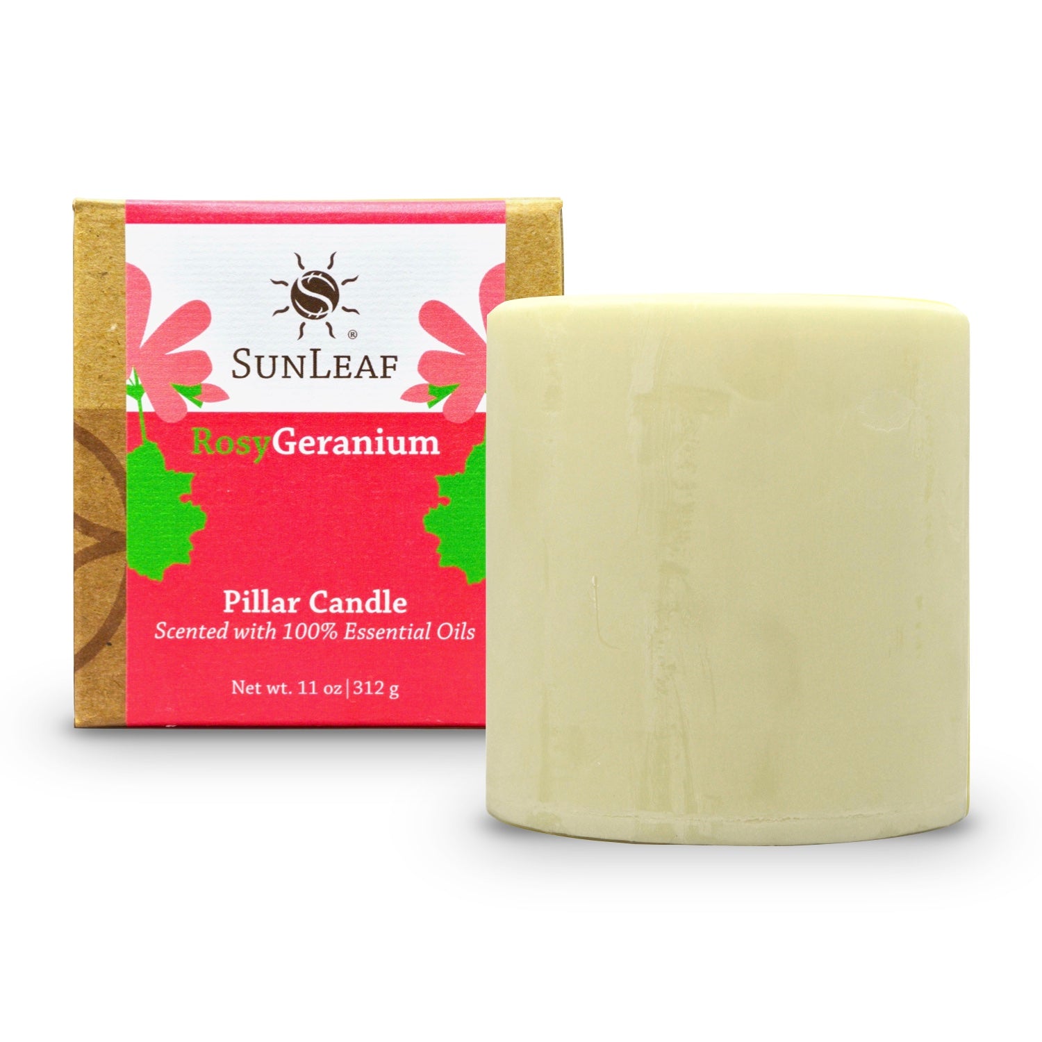 Natural Pillar Candle Rosy Geranium