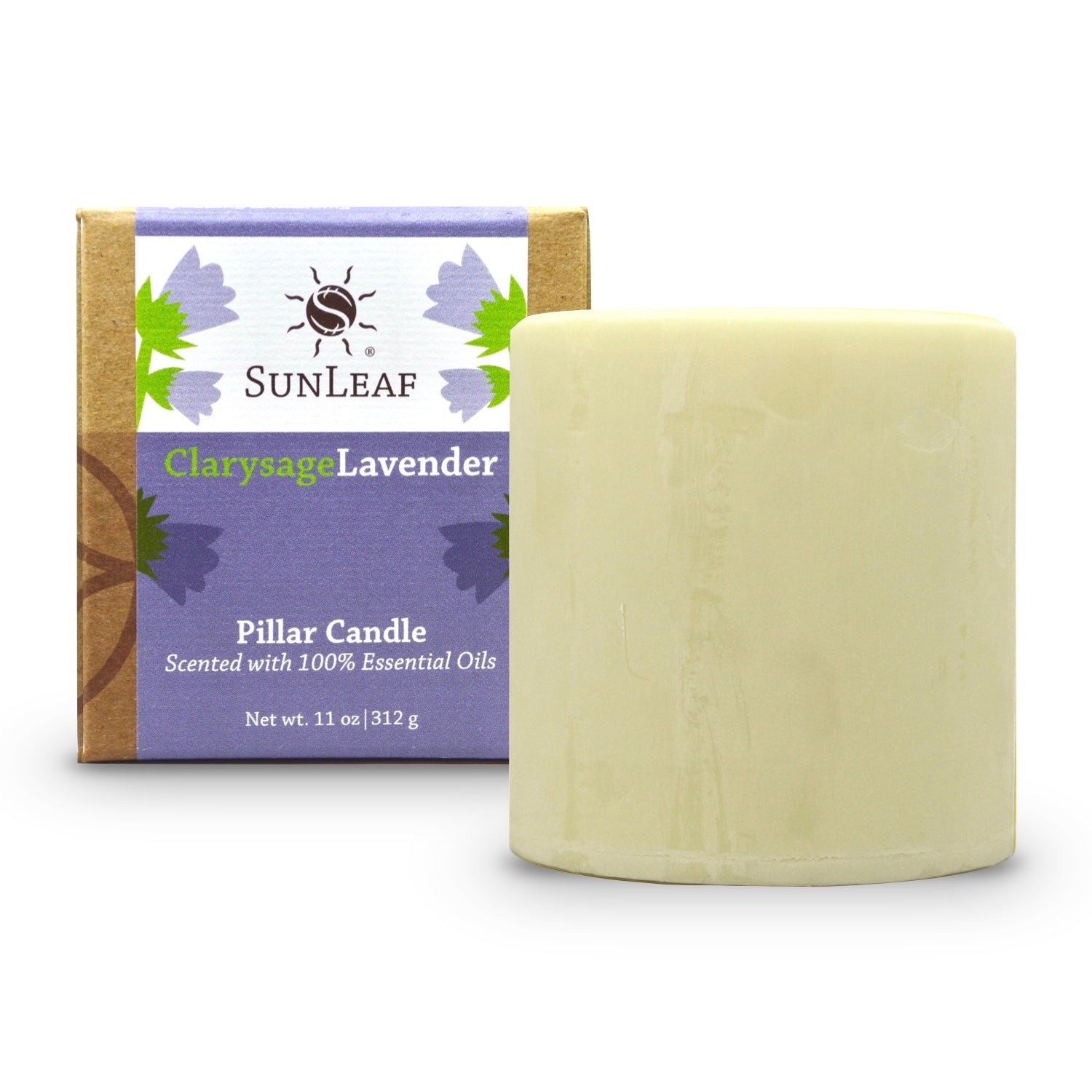 Natural Pillar Candle ClarySage Lavender